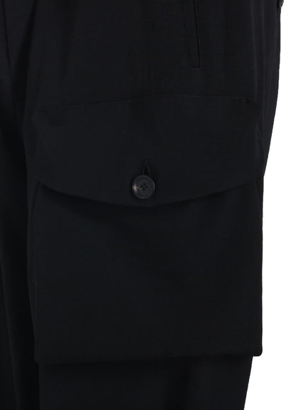 WASHER WOOL GABARDINE WAIST-STRING POCKET PANTS