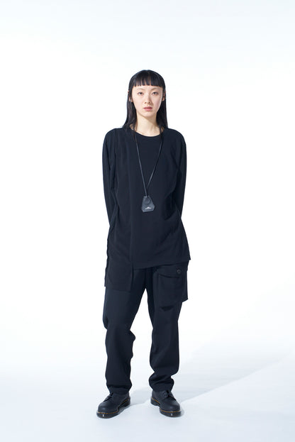 WASHER WOOL GABARDINE WAIST-STRING POCKET PANTS