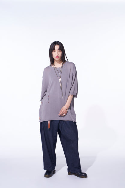 7oz TWO-TONE DENIM 5POCKET WIDE PANTS