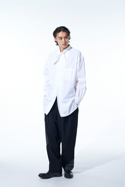 WASHER WOOL GABARDINE CUT-OUT STRIPED PANTS