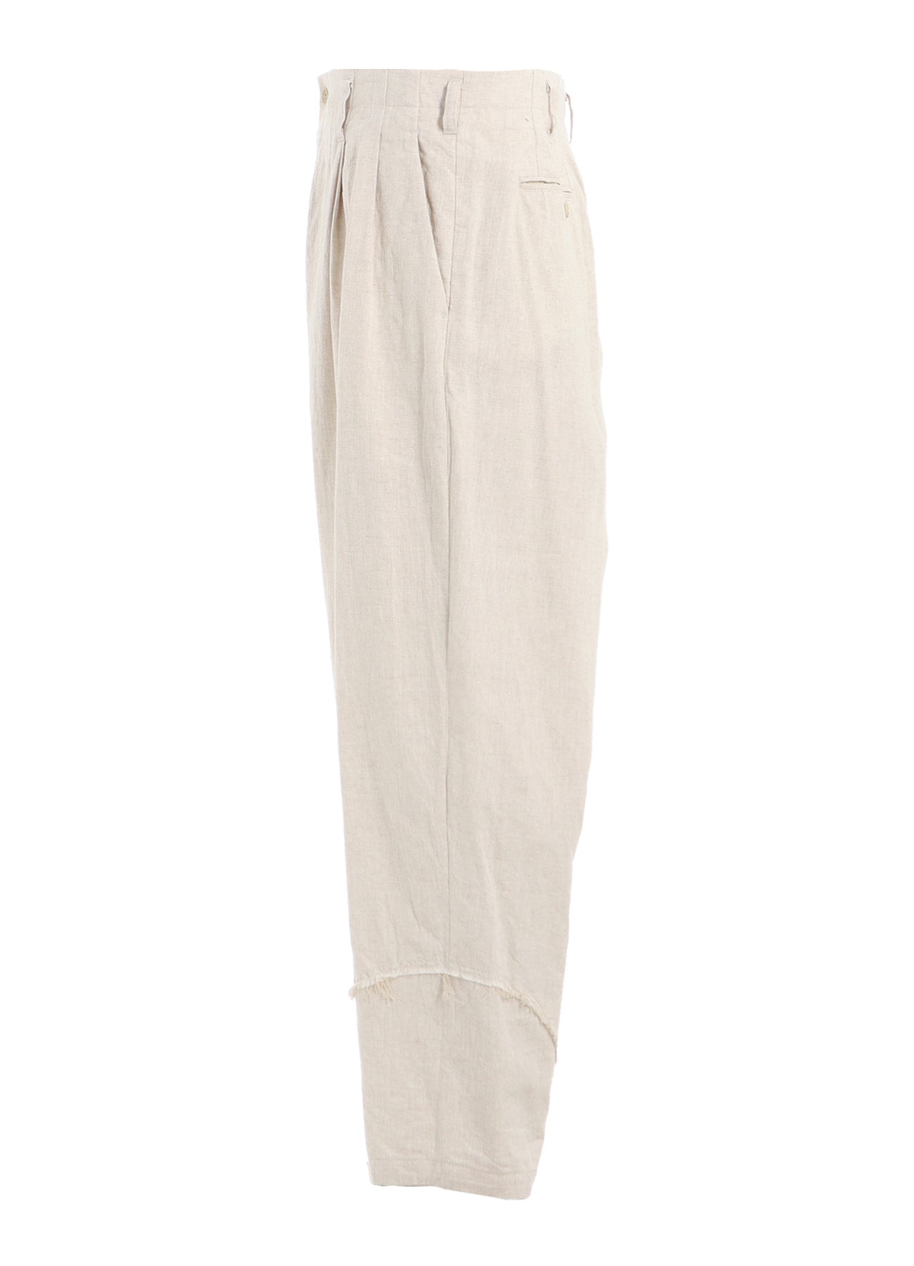 LINEN/COTTON HERRINGBONE ZIGZAG CUT-OUT PANTS
