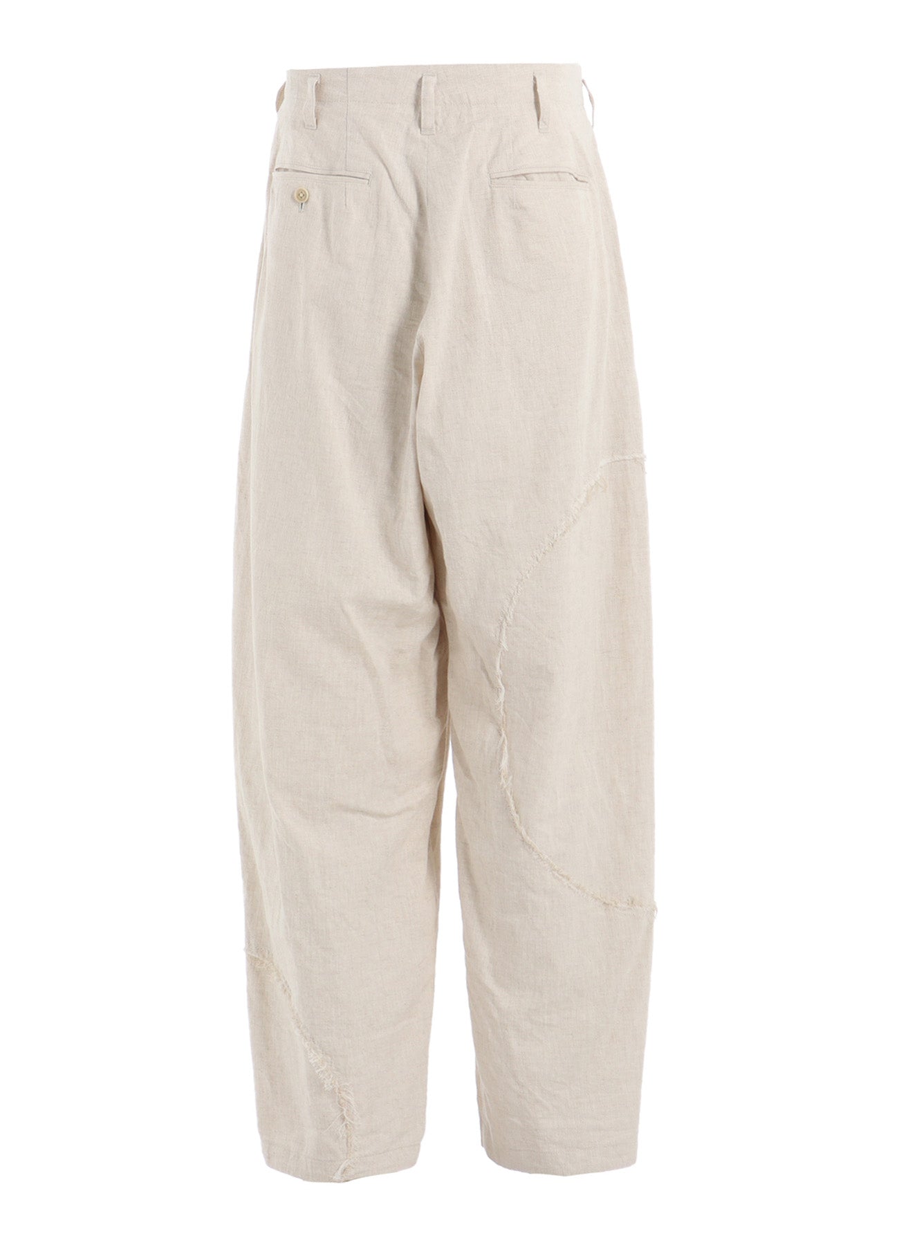 LINEN/COTTON HERRINGBONE ZIGZAG CUT-OUT PANTS