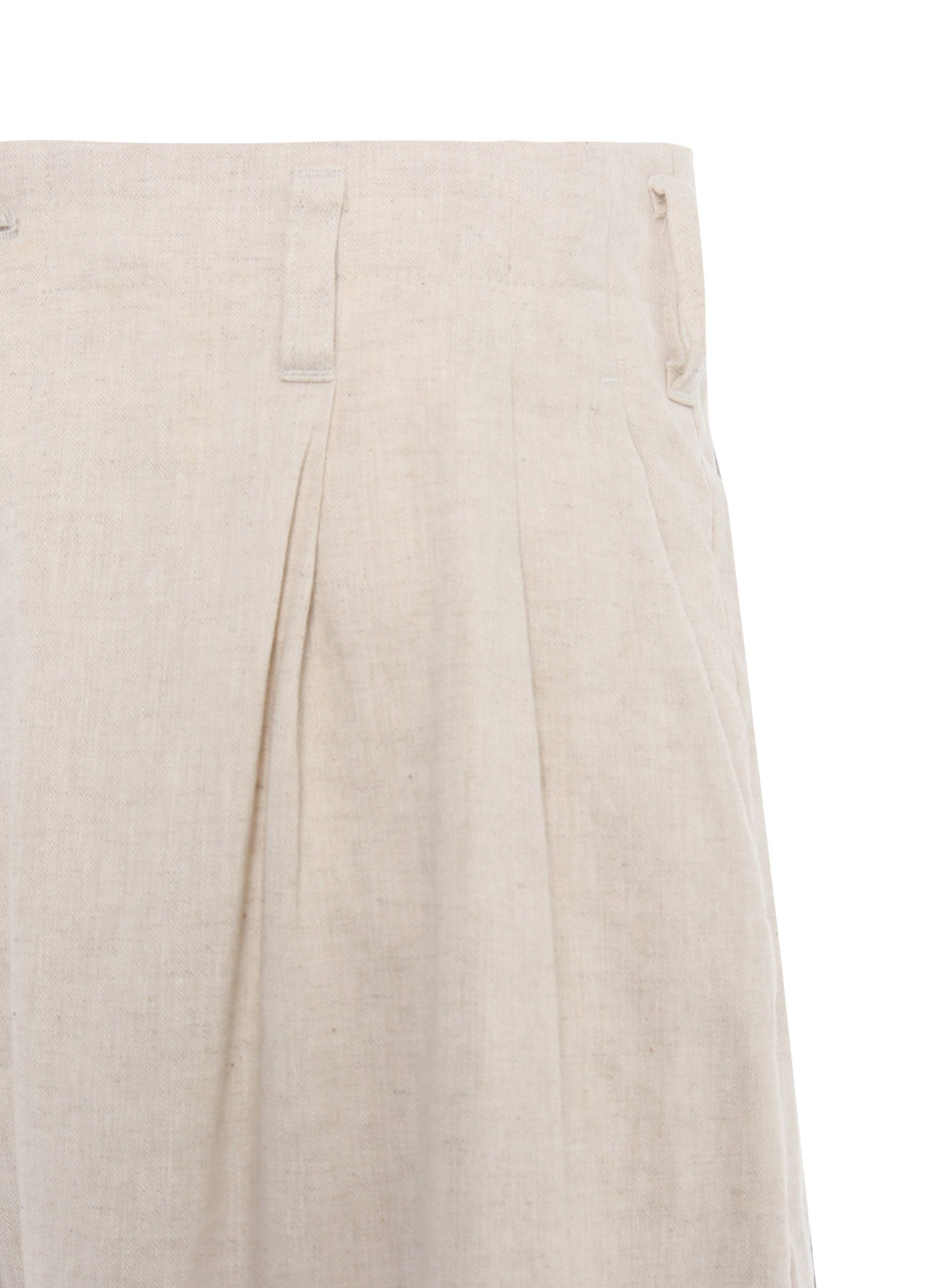 LINEN/COTTON HERRINGBONE ZIGZAG CUT-OUT PANTS