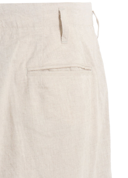 LINEN/COTTON HERRINGBONE ZIGZAG CUT-OUT PANTS