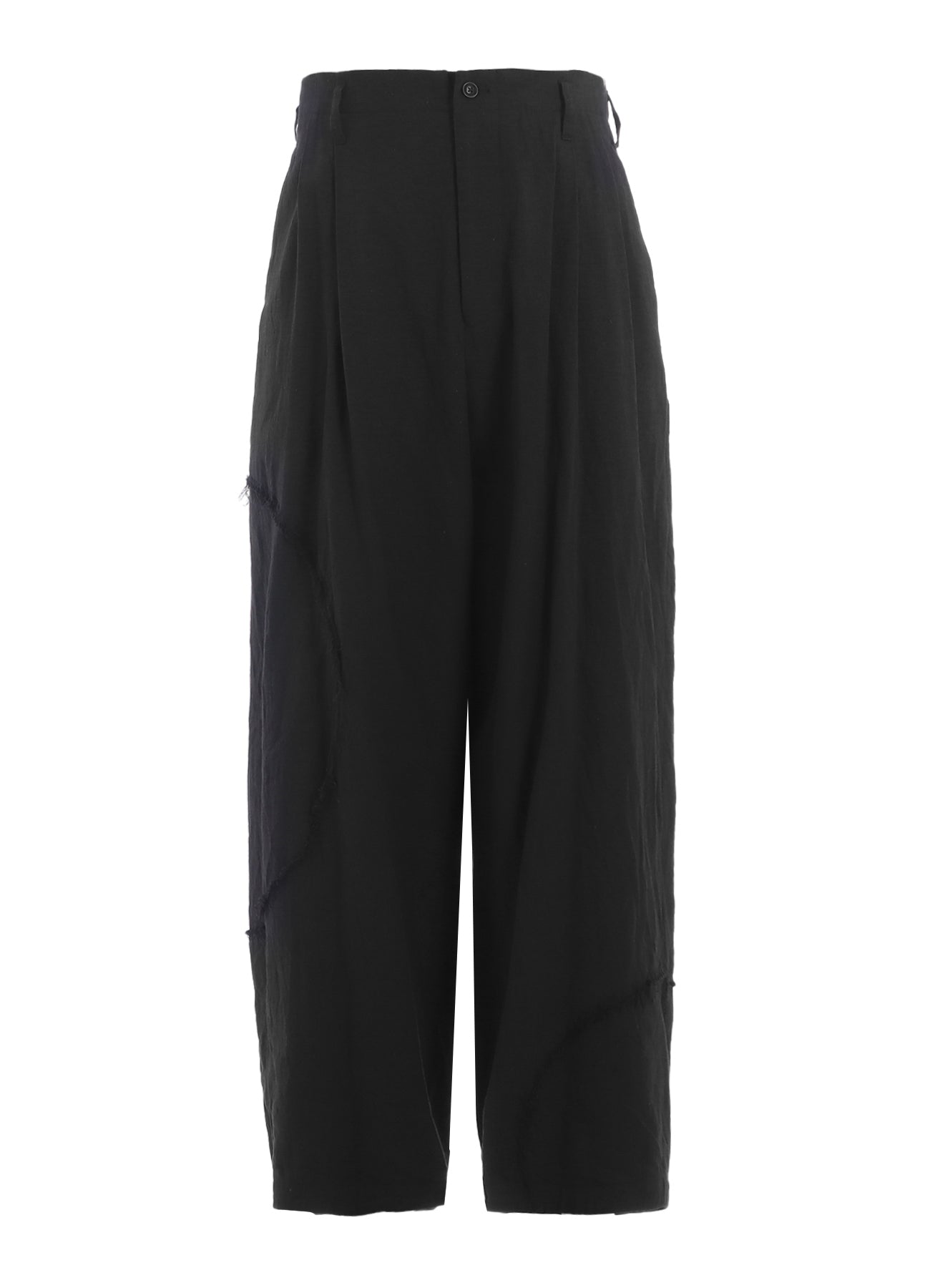 LINEN/COTTON HERRINGBONE ZIGZAG CUT-OUT PANTS