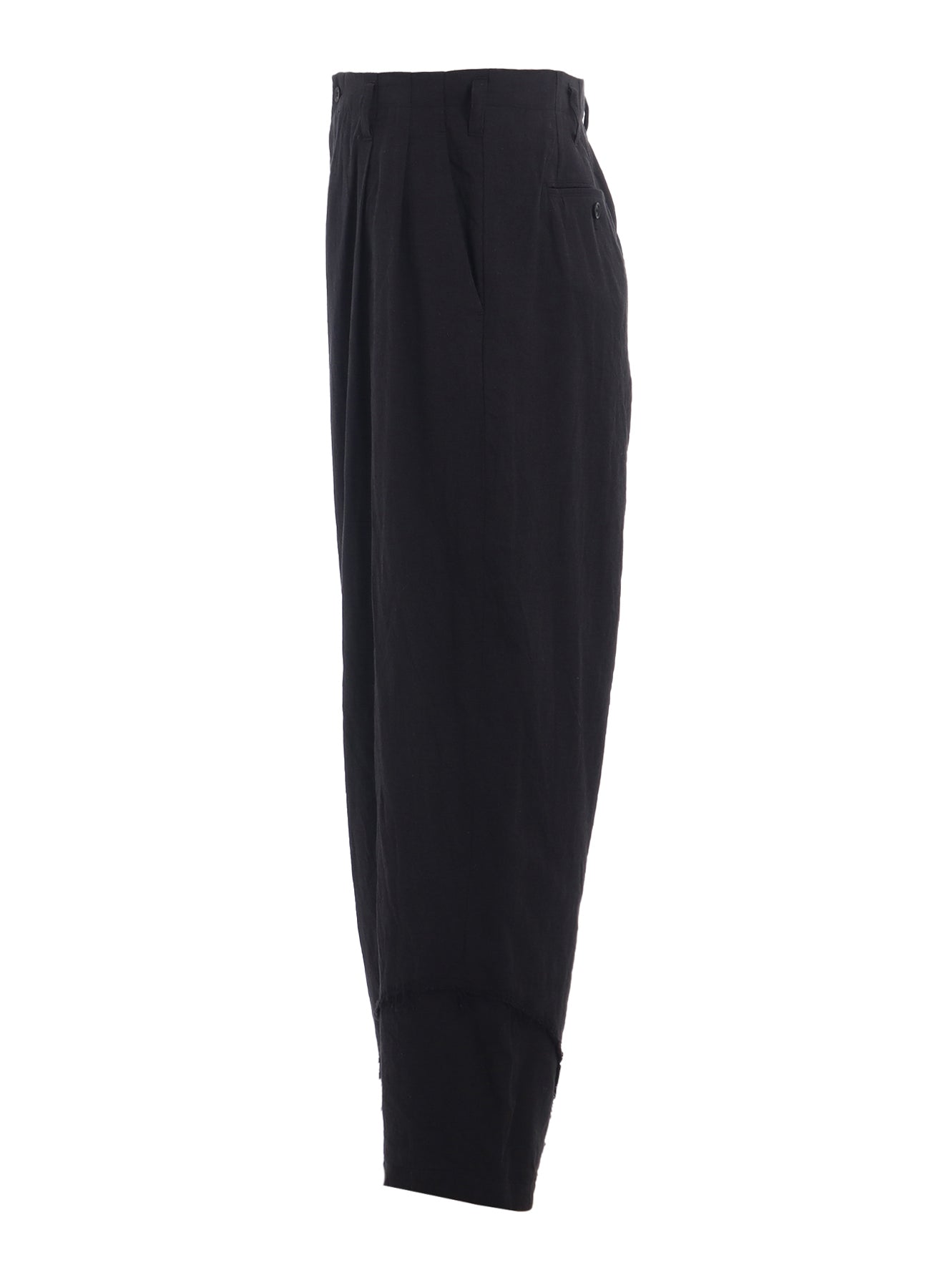 LINEN/COTTON HERRINGBONE ZIGZAG CUT-OUT PANTS