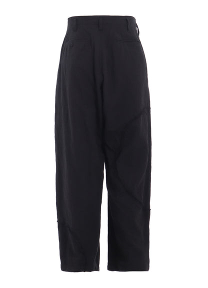 LINEN/COTTON HERRINGBONE ZIGZAG CUT-OUT PANTS