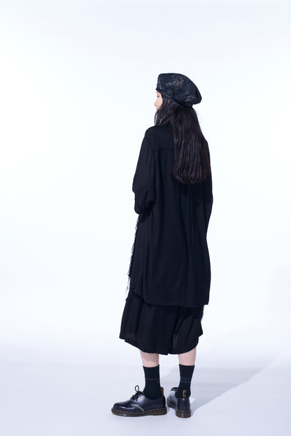 VISCOSE TWILL CUT-OFF WIDE SHORTS