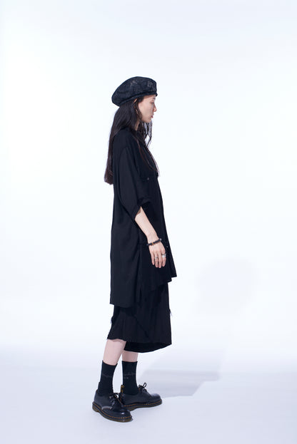 VISCOSE TWILL CUT-OFF WIDE SHORTS