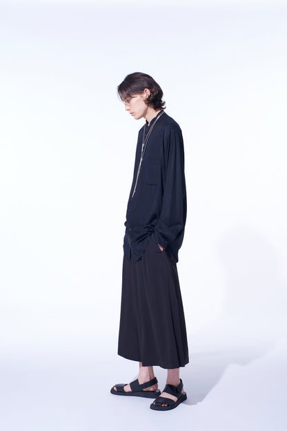 CREPE de CHINE CROPPED WIDE PANTS WITH GUSSETED FLAP POCKET