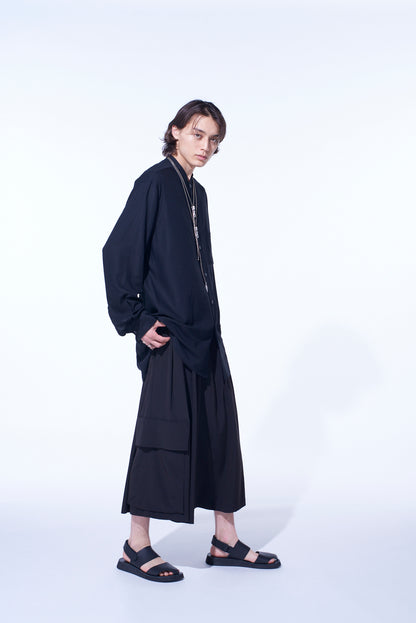 CREPE de CHINE CROPPED WIDE PANTS WITH GUSSETED FLAP POCKET