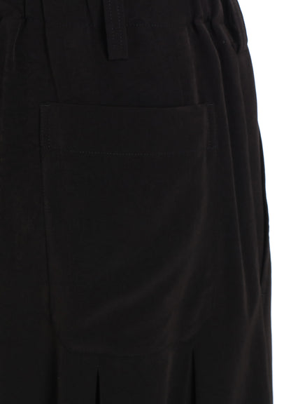 CREPE de CHINE CROPPED WIDE PANTS WITH GUSSETED FLAP POCKET