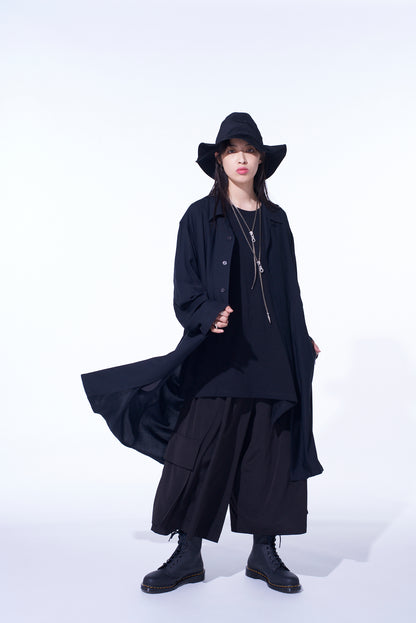 CREPE de CHINE CROPPED WIDE PANTS WITH GUSSETED FLAP POCKET