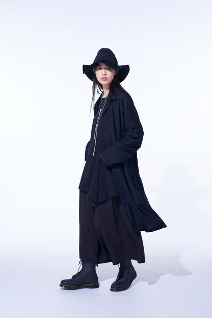 CREPE de CHINE CROPPED WIDE PANTS WITH GUSSETED FLAP POCKET