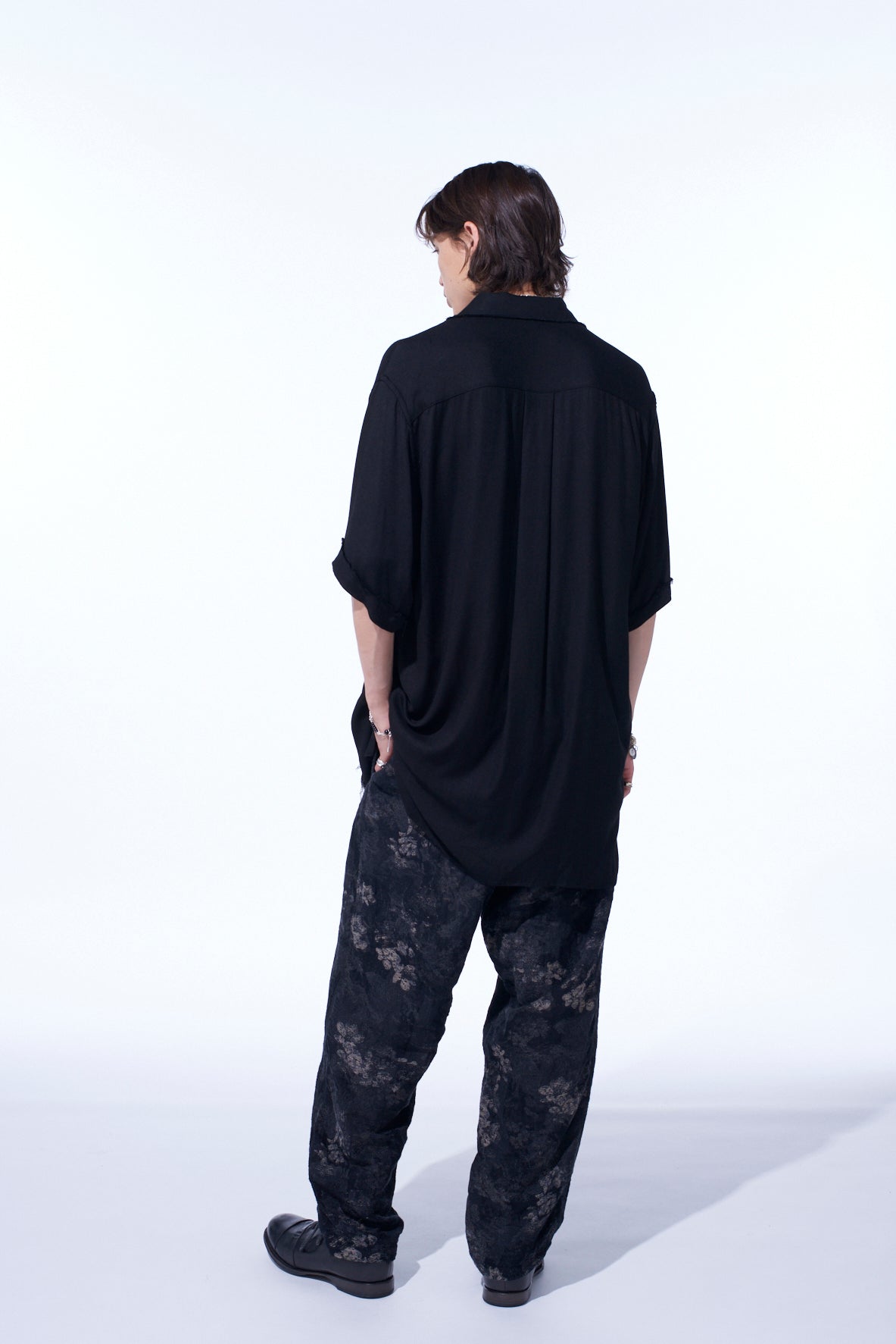 S’YTE × GDC Collaborate Collection- FADED FLORAL JACQUARD OCTAGON STAR EMBROIDERY WAIST-STRING PANTS