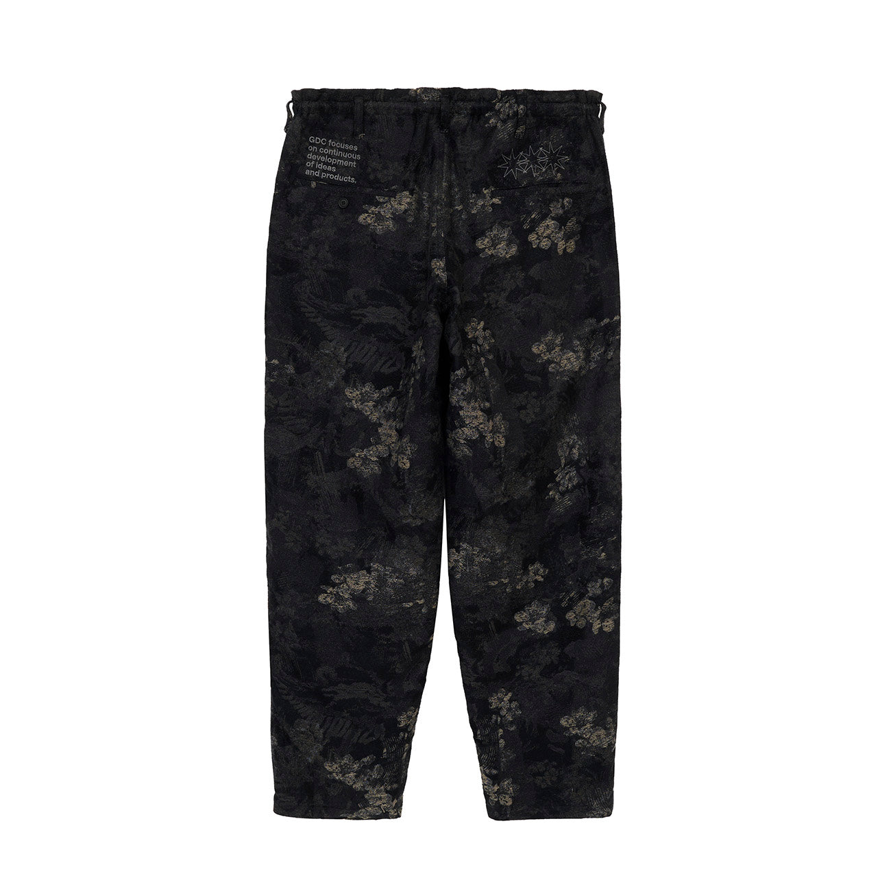 S’YTE × GDC Collaborate Collection- FADED FLORAL JACQUARD OCTAGON STAR EMBROIDERY WAIST-STRING PANTS