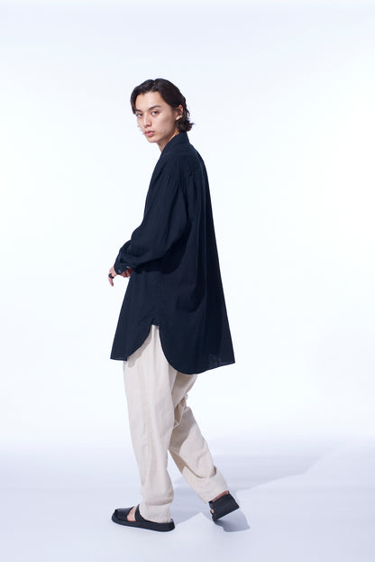 COTTON/LINEN POPLIN WAIST-STRING PANTS