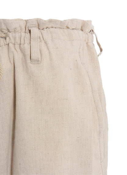 COTTON/LINEN POPLIN WAIST-STRING PANTS