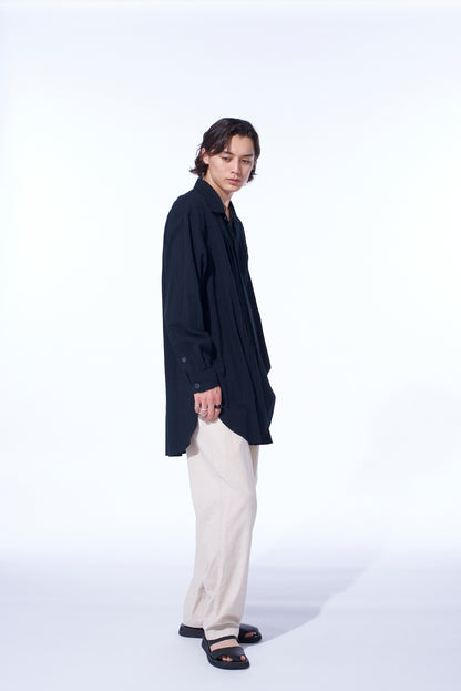 COTTON/LINEN POPLIN WAIST-STRING PANTS