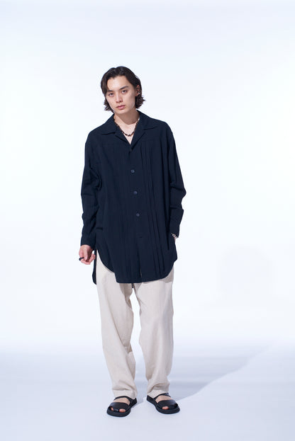 COTTON/LINEN POPLIN WAIST-STRING PANTS