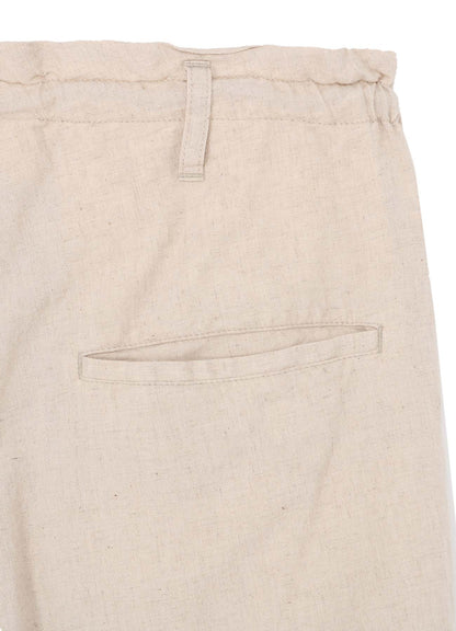 COTTON/LINEN POPLIN WAIST-STRING PANTS