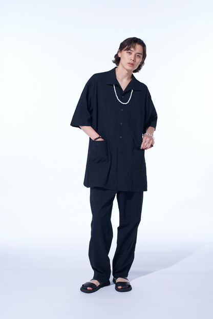 COTTON/LINEN POPLIN WAIST-STRING PANTS