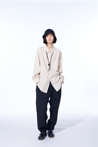 COTTON/LINEN POPLIN WAIST-STRING PANTS