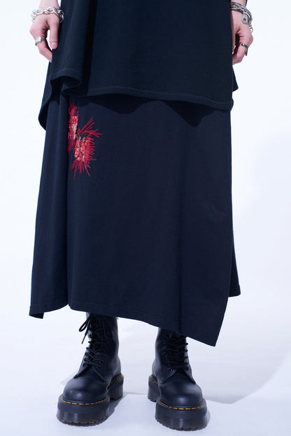CLASSIC JERSEY TYROLEAN EMBROIDERY WRAP SKIRT