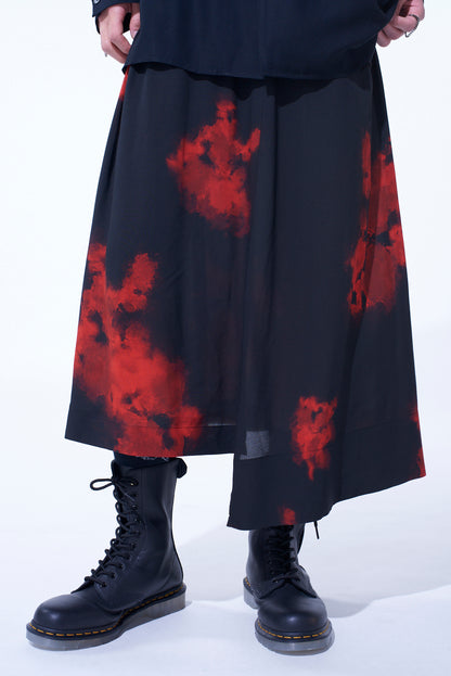 FLAMES PATTERN WAIST-STRING GATHERED SKIRT