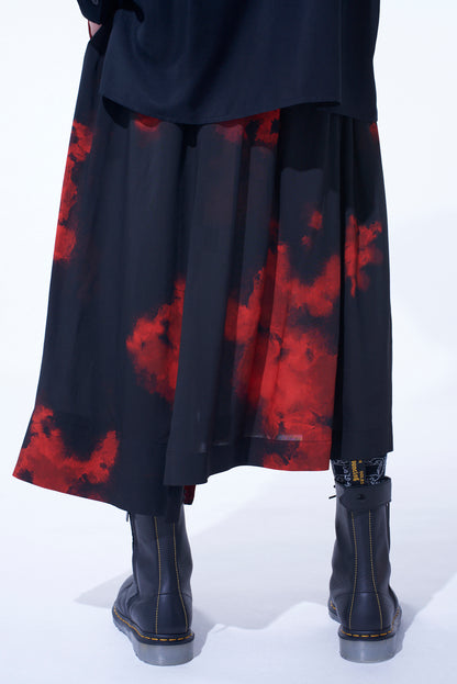 FLAMES PATTERN WAIST-STRING GATHERED SKIRT