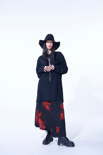 FLAMES PATTERN WAIST-STRING GATHERED SKIRT