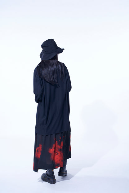 FLAMES PATTERN WAIST-STRING GATHERED SKIRT