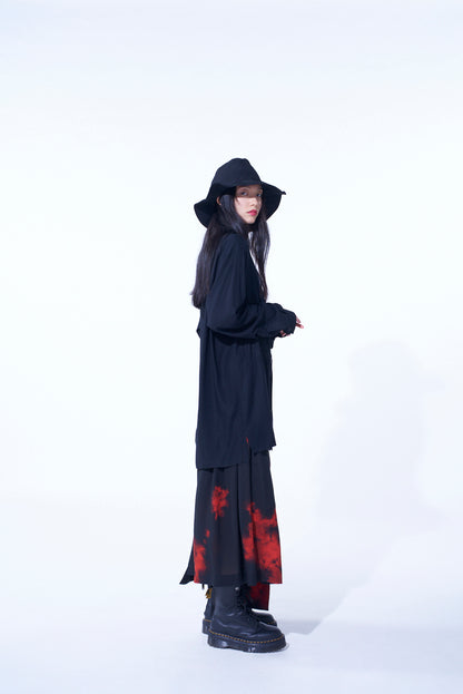 FLAMES PATTERN WAIST-STRING GATHERED SKIRT