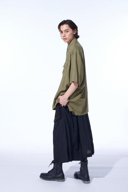"BLUE CARNATION" COLLAGE PRINTED WAIST-STRING GATHERED SKIRT