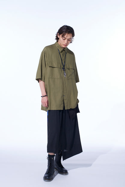 "BLUE CARNATION" COLLAGE PRINTED WAIST-STRING GATHERED SKIRT