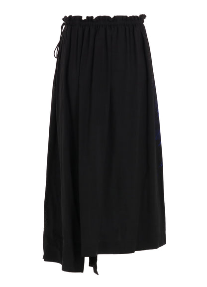 "BLUE CARNATION" COLLAGE PRINTED WAIST-STRING GATHERED SKIRT