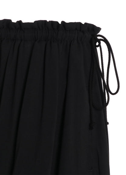 "BLUE CARNATION" COLLAGE PRINTED WAIST-STRING GATHERED SKIRT