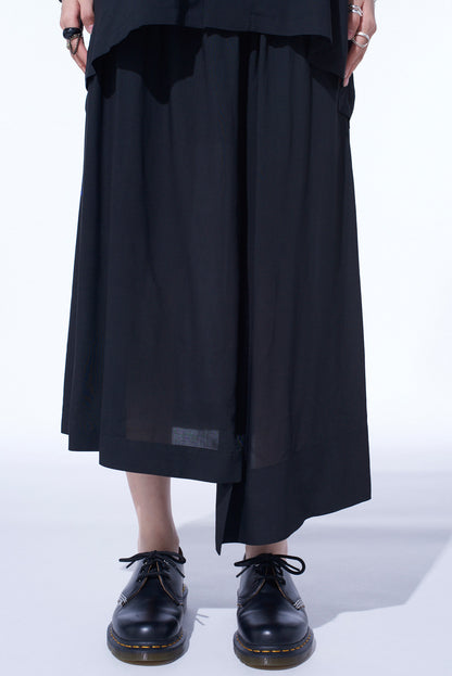 "BLUE CARNATION" COLLAGE PRINTED WAIST-STRING GATHERED SKIRT