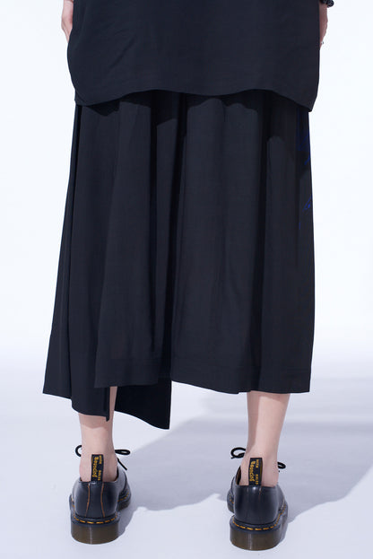 "BLUE CARNATION" COLLAGE PRINTED WAIST-STRING GATHERED SKIRT