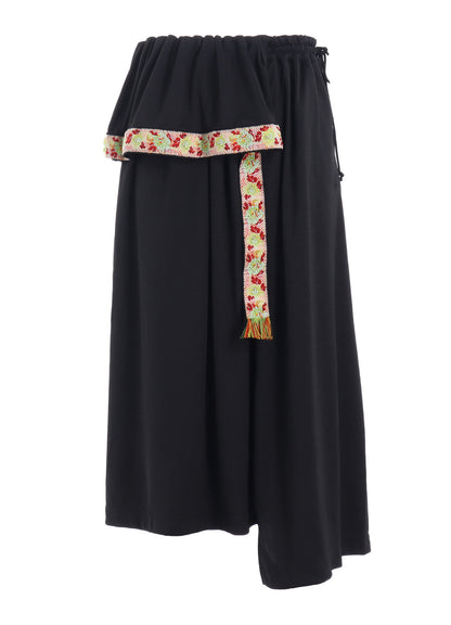 PE/SMOOTH JERSEY WAIST-STRING GATHERED SKIRT WITH TYROLEAN TAPES