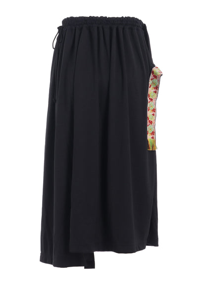 PE/SMOOTH JERSEY WAIST-STRING GATHERED SKIRT WITH TYROLEAN TAPES