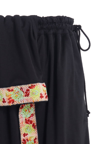 PE/SMOOTH JERSEY WAIST-STRING GATHERED SKIRT WITH TYROLEAN TAPES