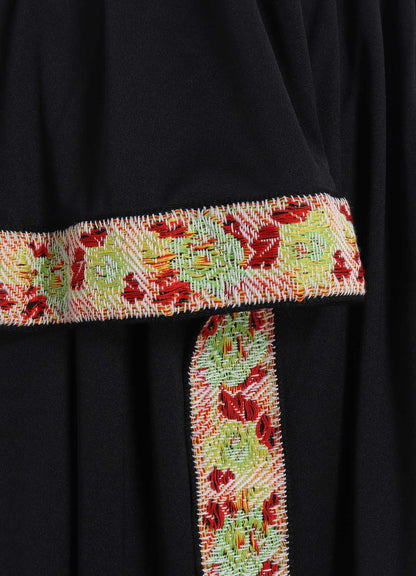 PE/SMOOTH JERSEY WAIST-STRING GATHERED SKIRT WITH TYROLEAN TAPES