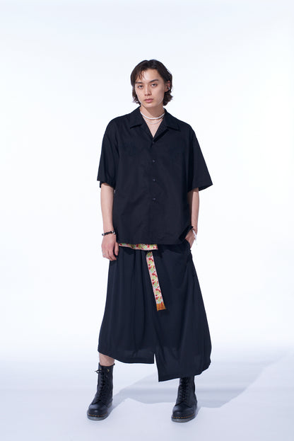 PE/SMOOTH JERSEY WAIST-STRING GATHERED SKIRT WITH TYROLEAN TAPES