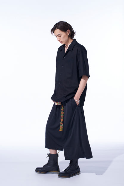 PE/SMOOTH JERSEY WAIST-STRING GATHERED SKIRT WITH TYROLEAN TAPES