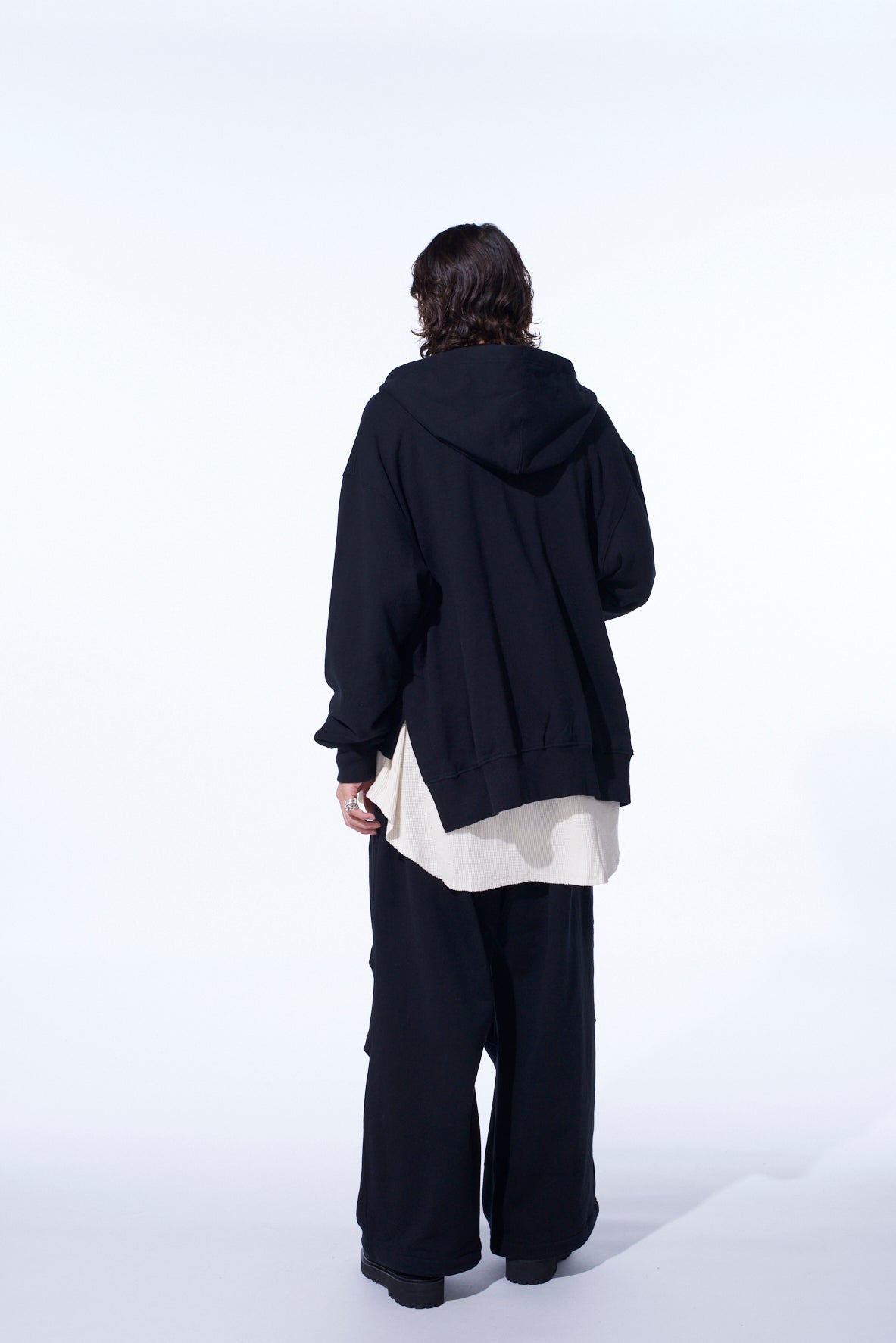 FRENCH TERRY ASYMMETRICAL ZIP-UP HOODIE