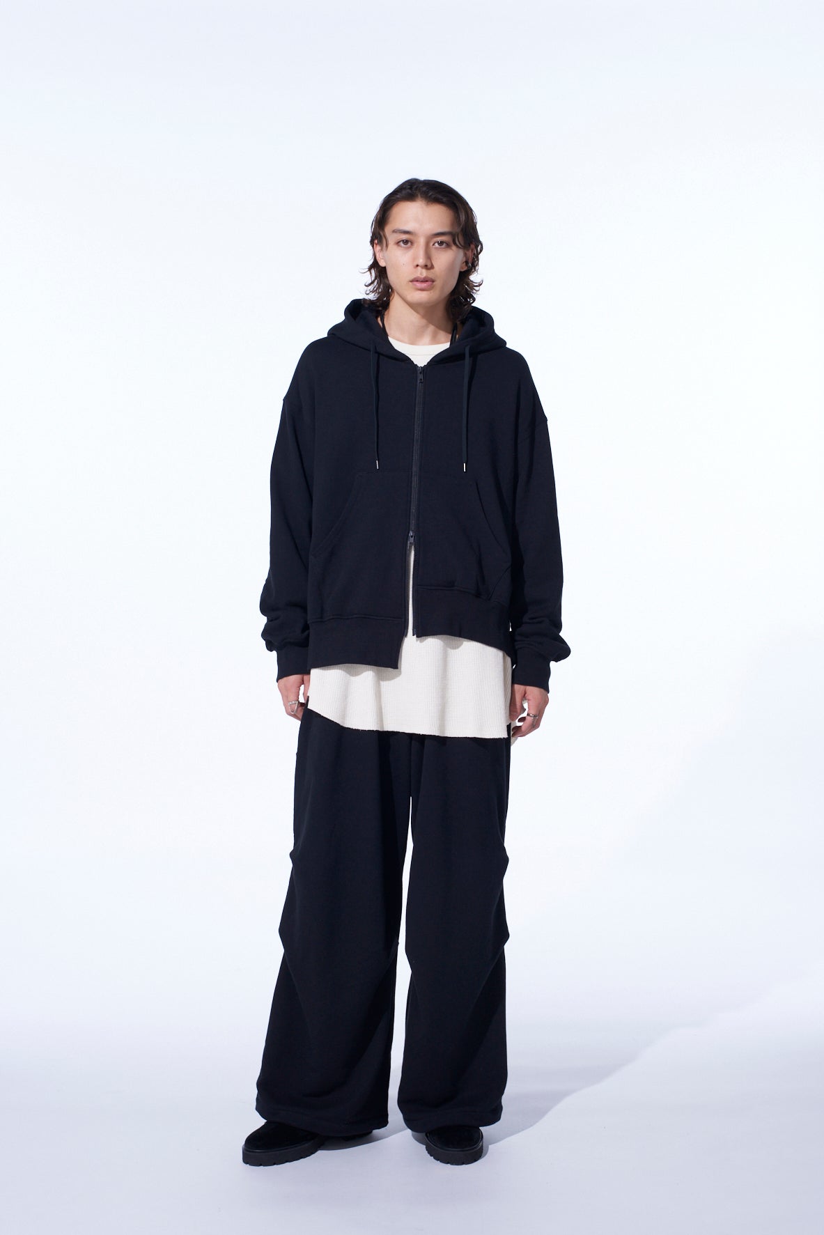 FRENCH TERRY ASYMMETRICAL ZIP-UP HOODIE