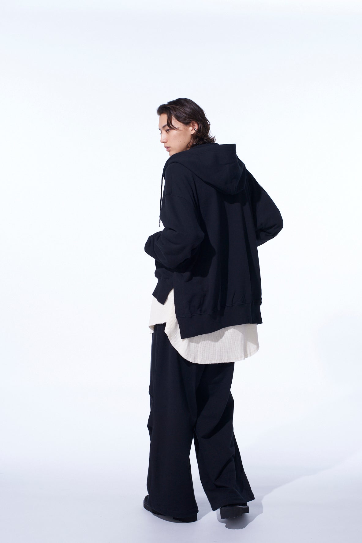 FRENCH TERRY ASYMMETRICAL ZIP-UP HOODIE