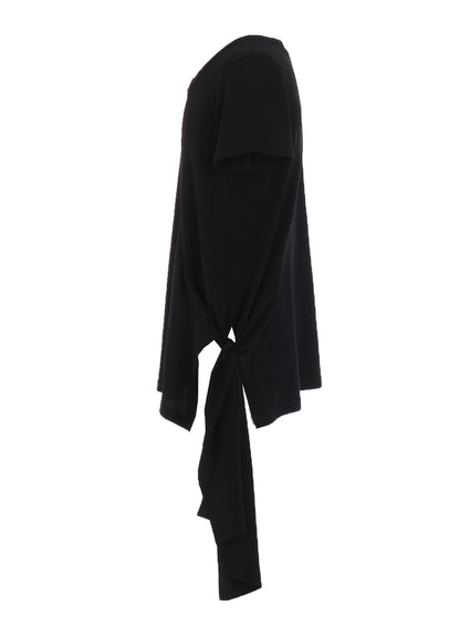 SOFT JERSEY+CREPE de CHINE POCKET SIde SLIT KNOT T-SHIRT