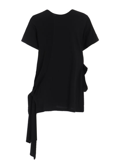 SOFT JERSEY+CREPE de CHINE POCKET SIde SLIT KNOT T-SHIRT